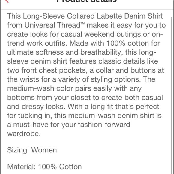 Universal thread striped long sleeve labette denim - Picture 7 of 7